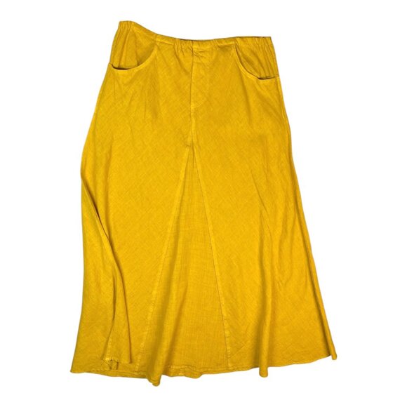 CP Shades Size M Yellow Maxi Skirt LInen Bias-Cut Pull-On Pockets - Picture 1 of 10